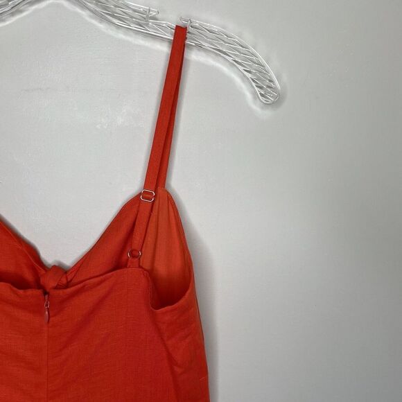 J Crew Orange Linen-Cotton Wide-Leg Jumpsuit NEW Crop Sleeveless Bow Womens 0 - Picture 6 of 12